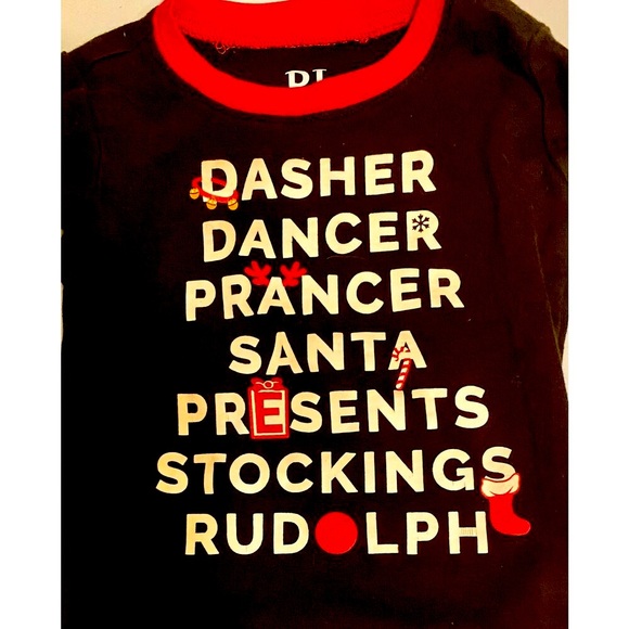 Dasher, Dancer...Santa...Rudolph, Pj Place Pajamas Size 2T Boy or Girl - Picture 3 of 3